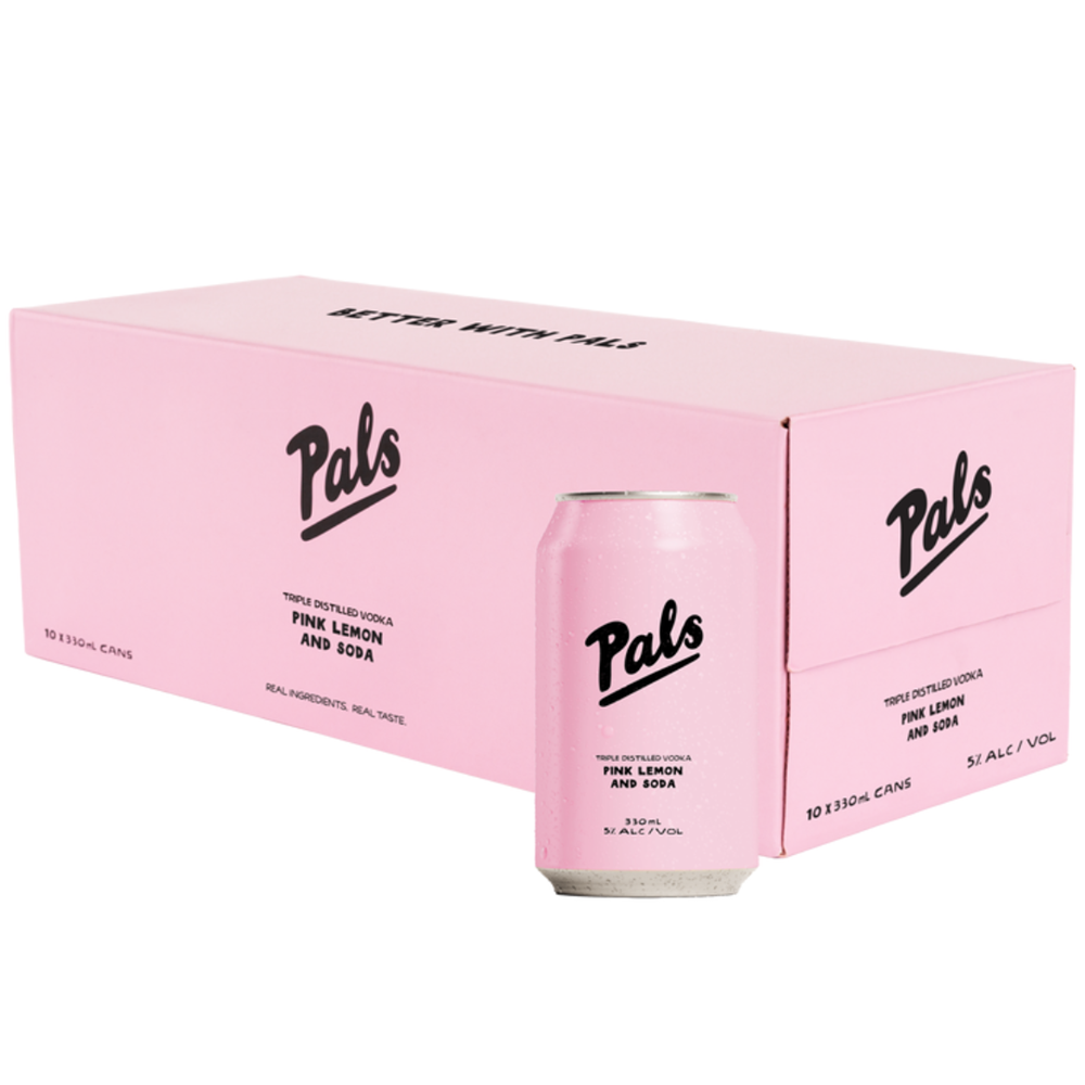 Pals Vodka 'The Pink One' Pink Lemon and Soda 10x330mL