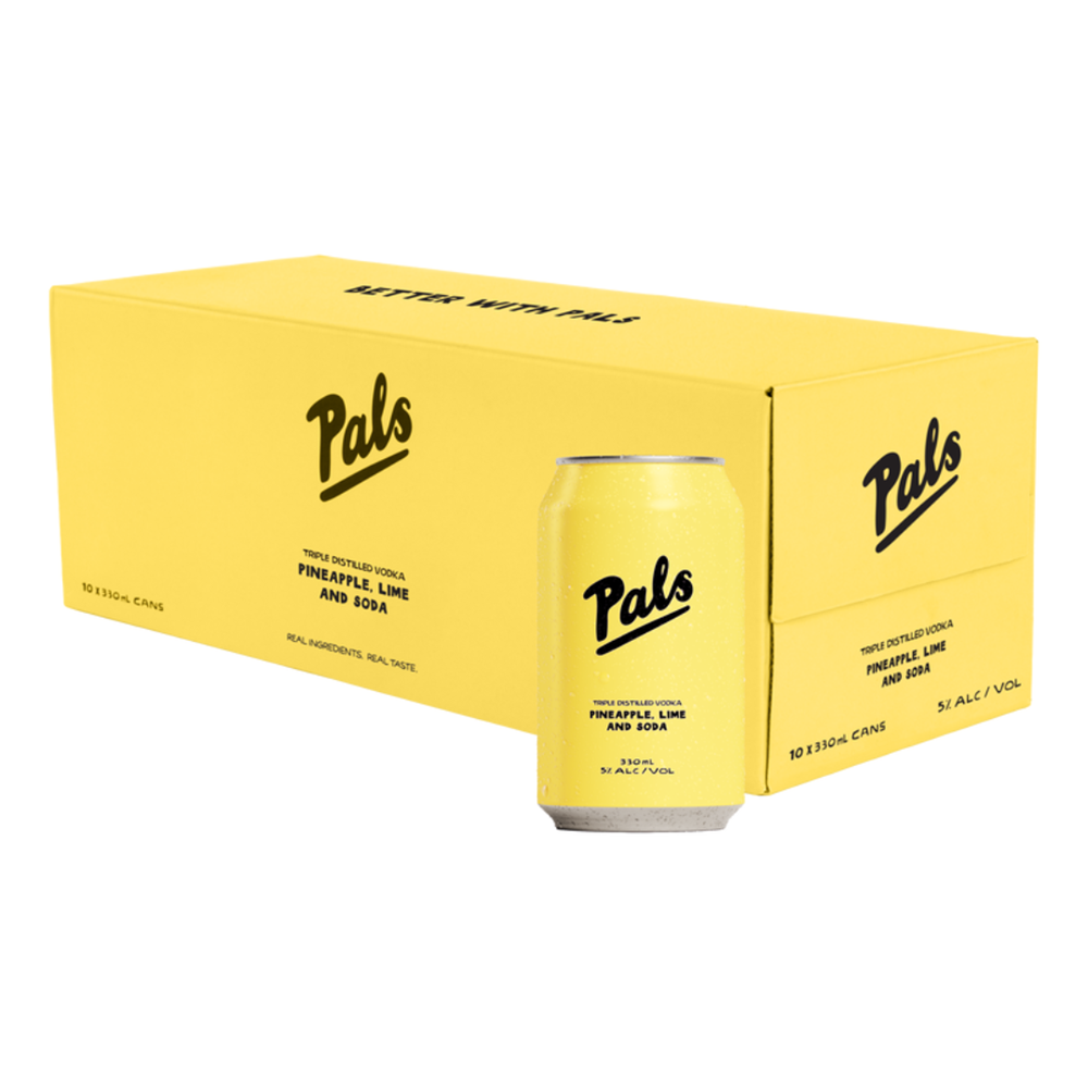 Pals Vodka 'The Yellow One' Pineapple, Lime and Soda 10x330mL
