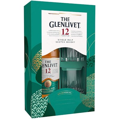 Glenlivet 12yo Single Malt 700mL + 2x Glasses Gift Pack