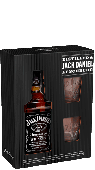 Jack Daniels 700mL + 2 Glasses Gift Pack